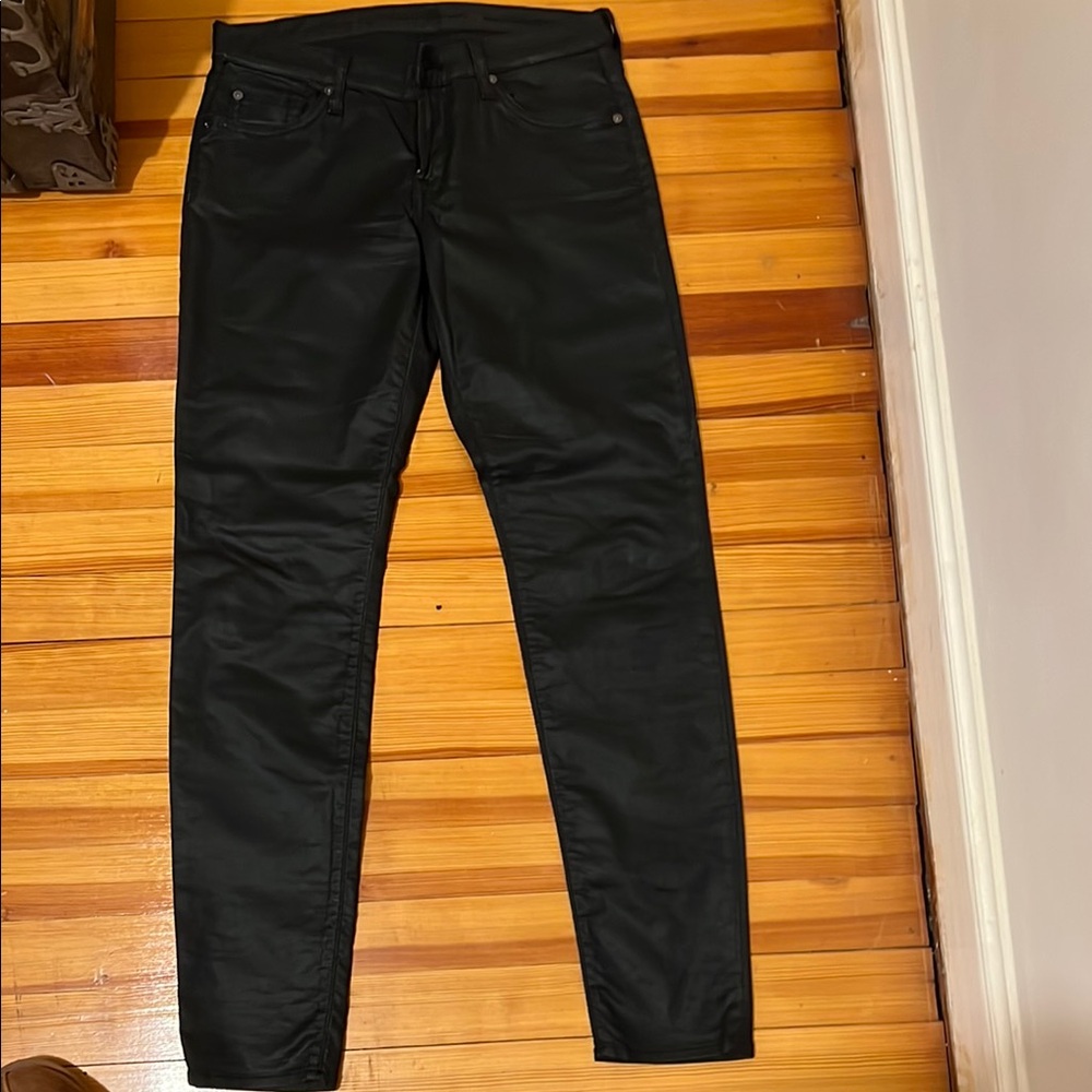7 for all Mankind Stylish Coated Black Pants